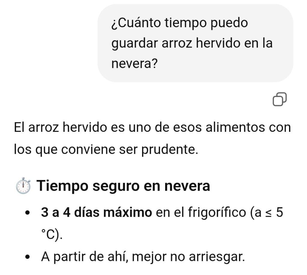 Lo que dice la IA sobre arroz
